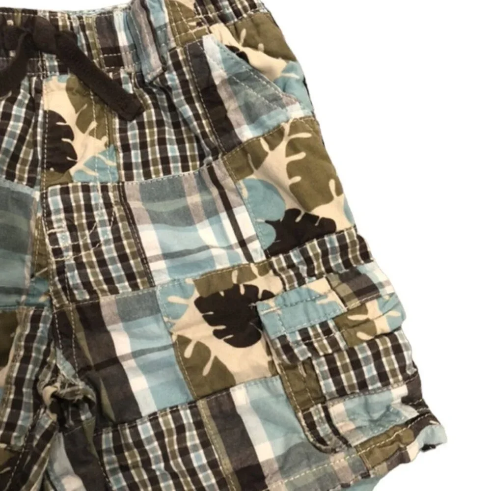 Gymboree 12-18m Madras Plaid Leaf Print Shorts